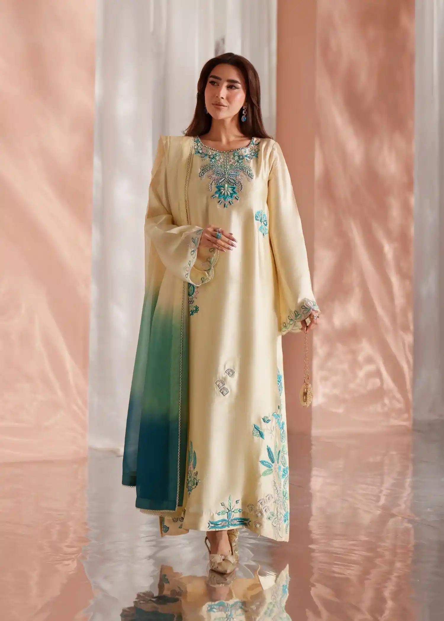 Celeste Creamy Silk Suit