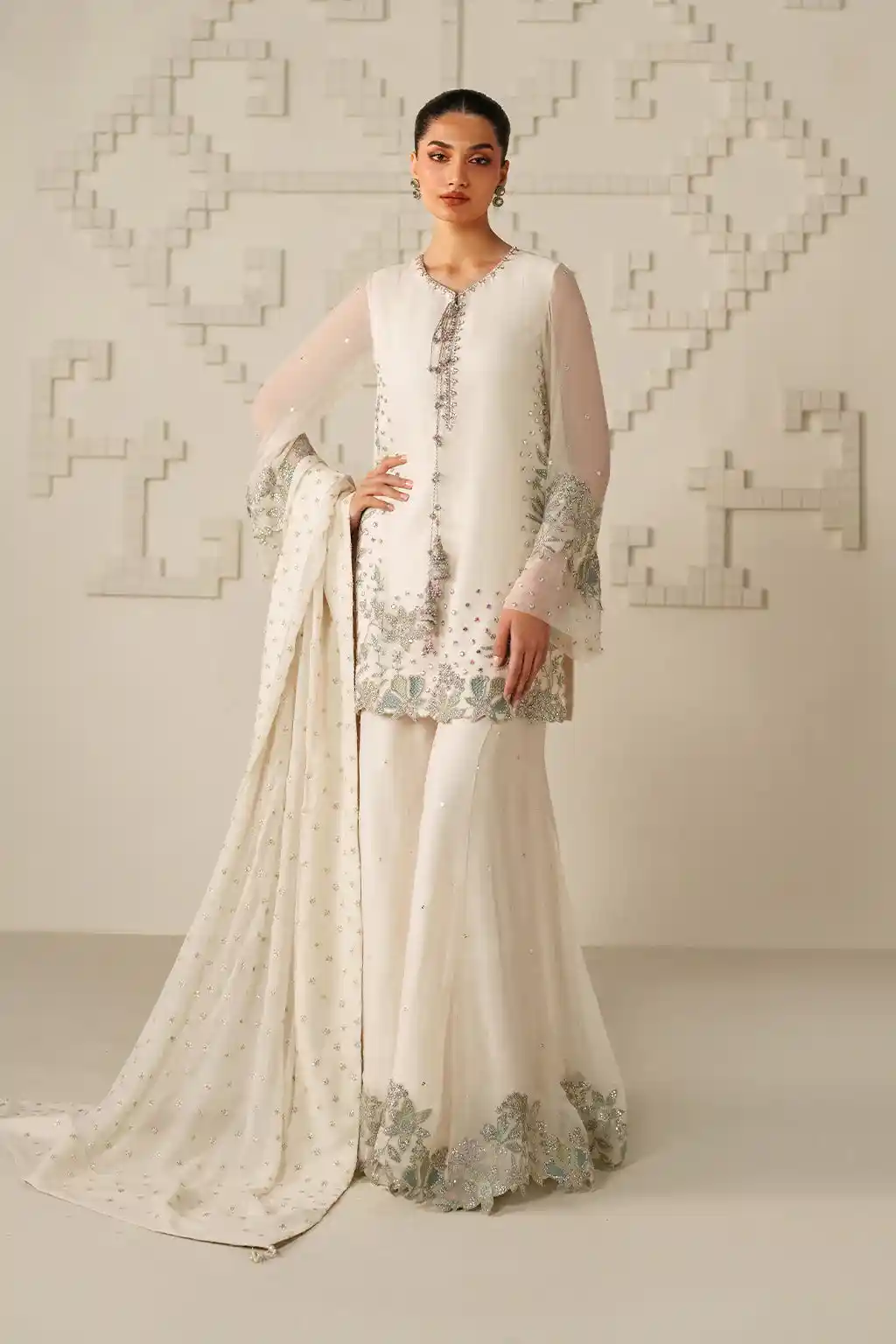 Embroidered Chiffon Pearl Coordset